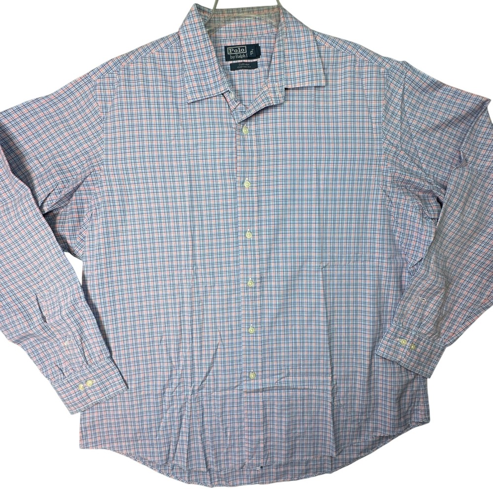 Polo Ralph Lauren Curham Custom Fit Plaid Button Down Shirt XL Preppy Office